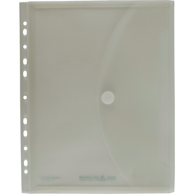 FolderSys Sichttaschen FolderGreen® DIN A4, Recycling-PP, mit Abheftrand, Dehnfalte und Klettverschluss, Packung: 10 Stück