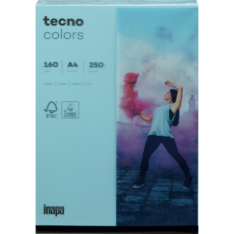 Kopierpapier tecno® colors, DIN A4, 160 g/m², Pack: 250 Blatt - mittelblau