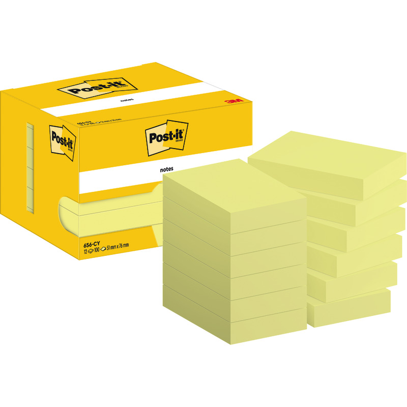 Post-it® Haftnotizen 51 x 76 mm, gelb, 12 Blöcke