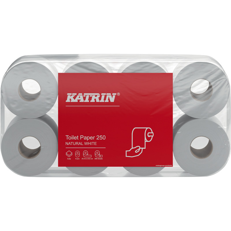 KATRIN Toilettenpapier, Recycling, 2-lagig, 64 Rollen, 250 Blatt