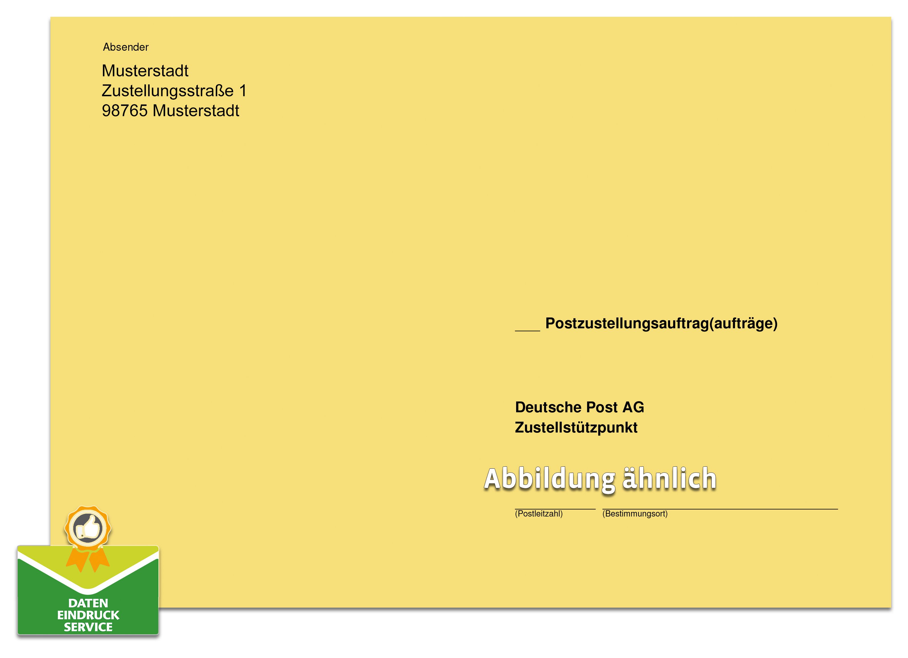 Förmliche Zustellung: Äußerer Umschlag ohne Fenster, haftklebend, Deutsche Post