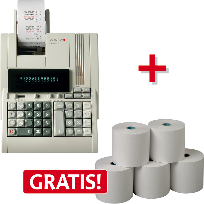 AKTION! OLYMPIA Tischrechner CPD 3212 S + Additionsrollen GRATIS