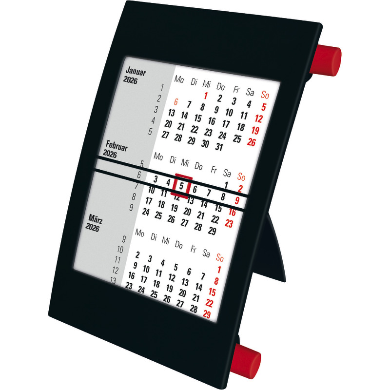 SoldanPlus Drei-Monats-Tischkalender mit Drehmechanik, schwarz, 2026 / 2027