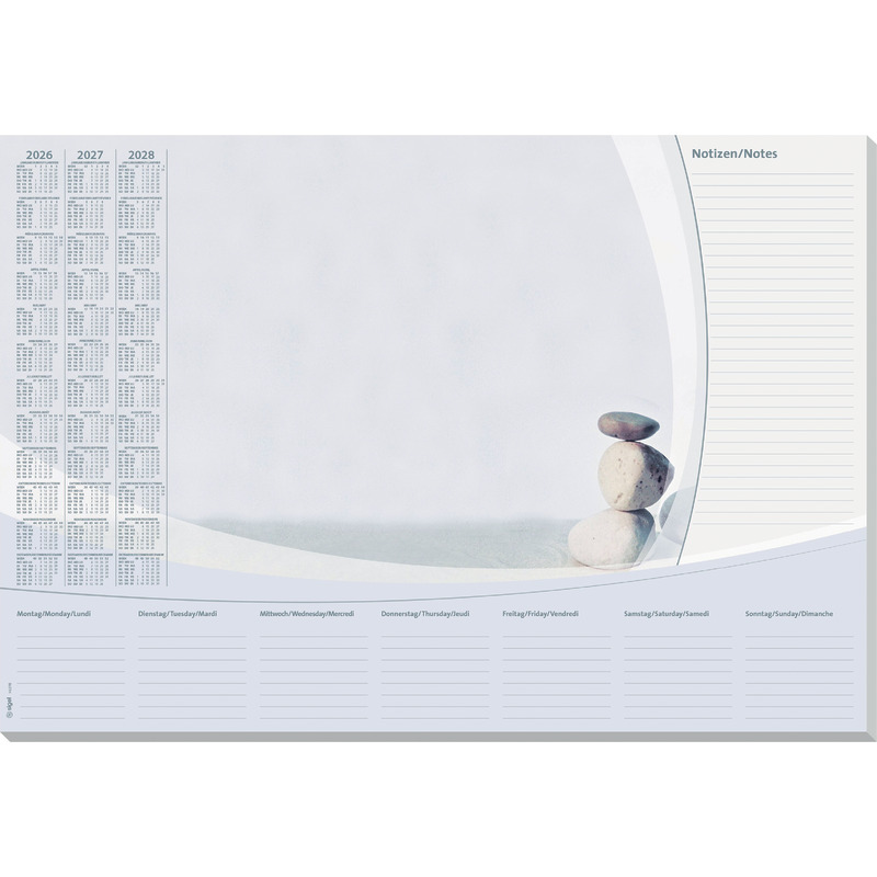 Sigel Schreibunterlage H6370, weiß / grau, Papier, Harmony, 30 Blatt, mit 3-Kalender, 600 x 410 mm
