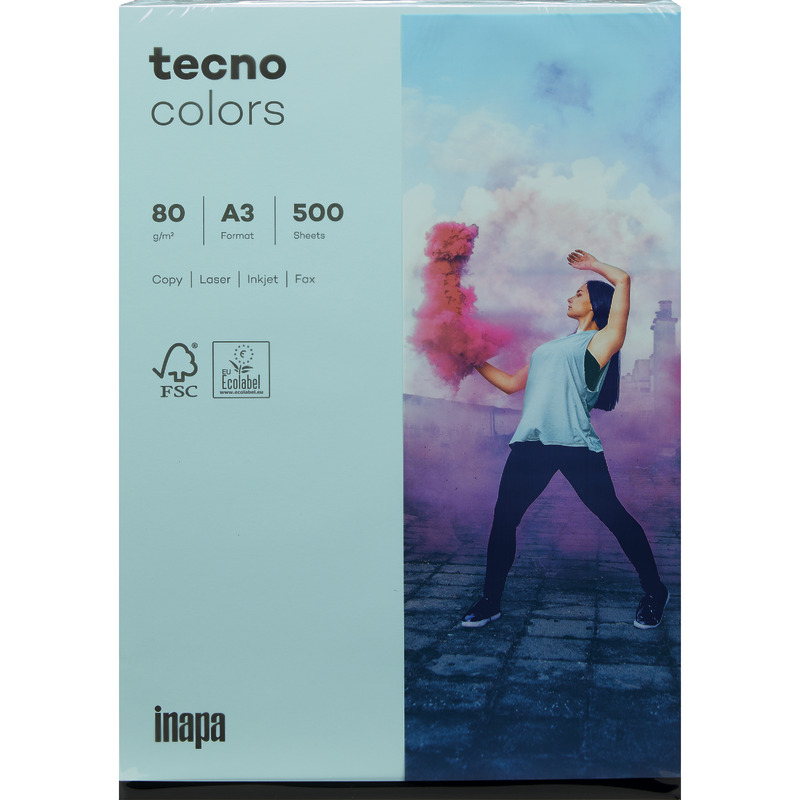 Kopierpapier tecno® colors, DIN A3, 80 g/m², Pack: 500 Blatt - hellblau