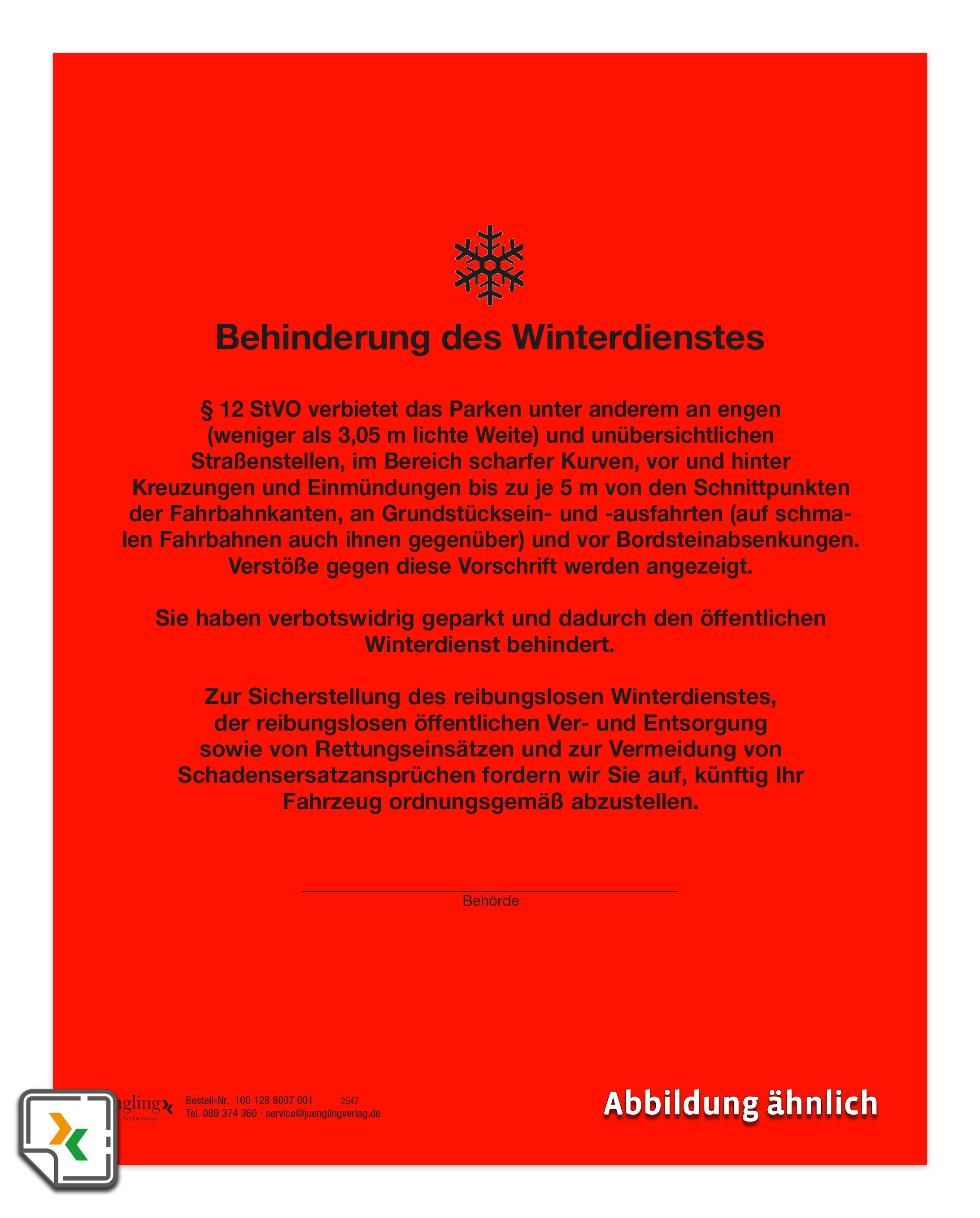 Aufkleber Roter Punkt für den Winterdienst, A5