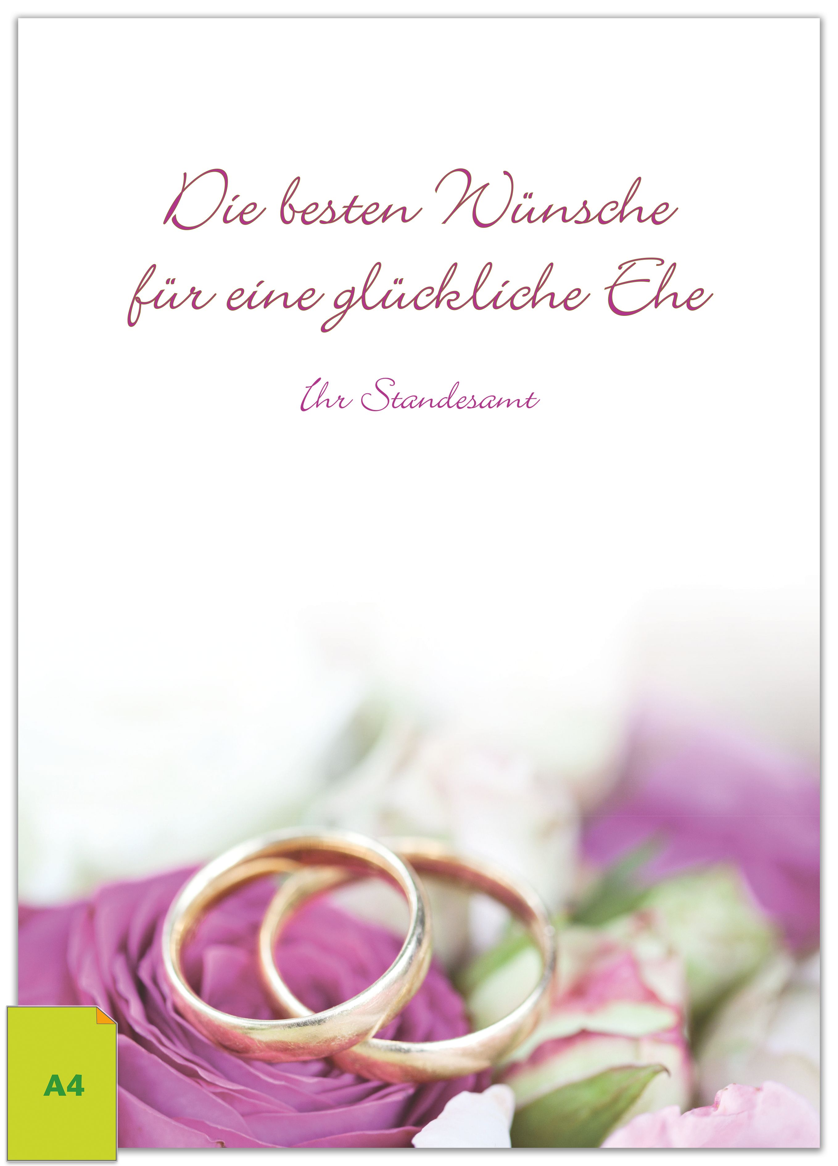 Urkundenmappe Rose und Ringe, für Urkunden, A4 Urkundenmappe Rose und Ringe, für Urkunden, A4