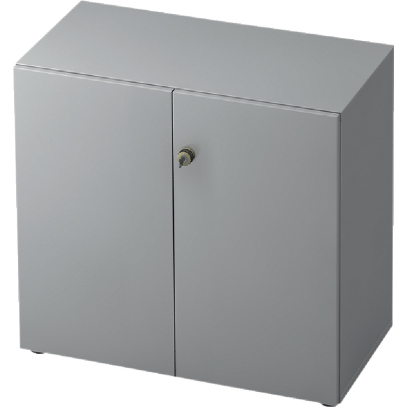 SoldanOffice Aktenschrank PROFI, 2 Ordnerhöhen mit Flügeltüren, B x H x T: 800 x 791 x 420 mm - lichtgrau