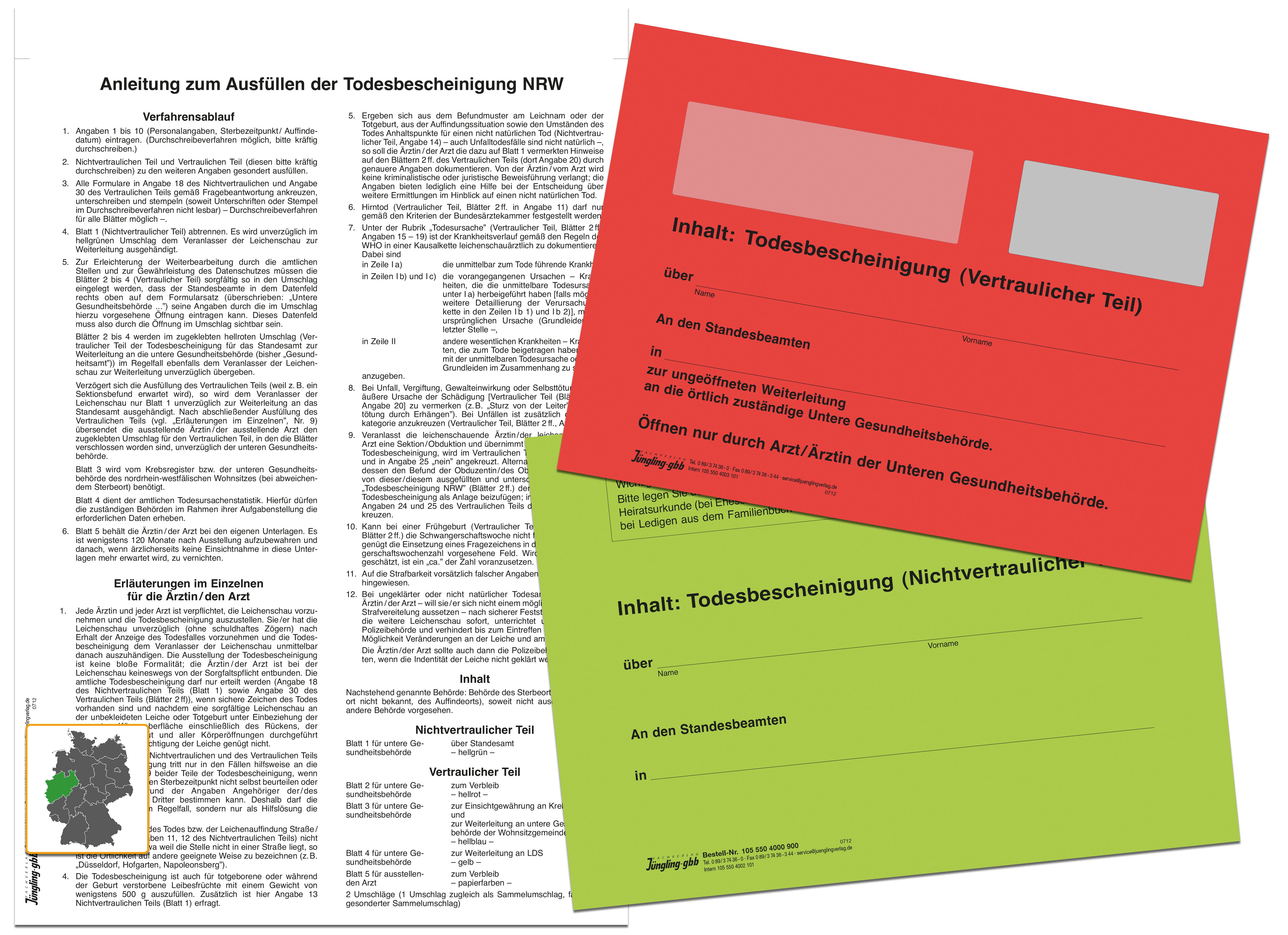 Set Todesbescheinigung Nordrhein-Westfalen