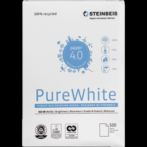 STEINBEIS Kopierpapier PureWhite, DIN A4, 80 g/m², Pack: 500 Blatt