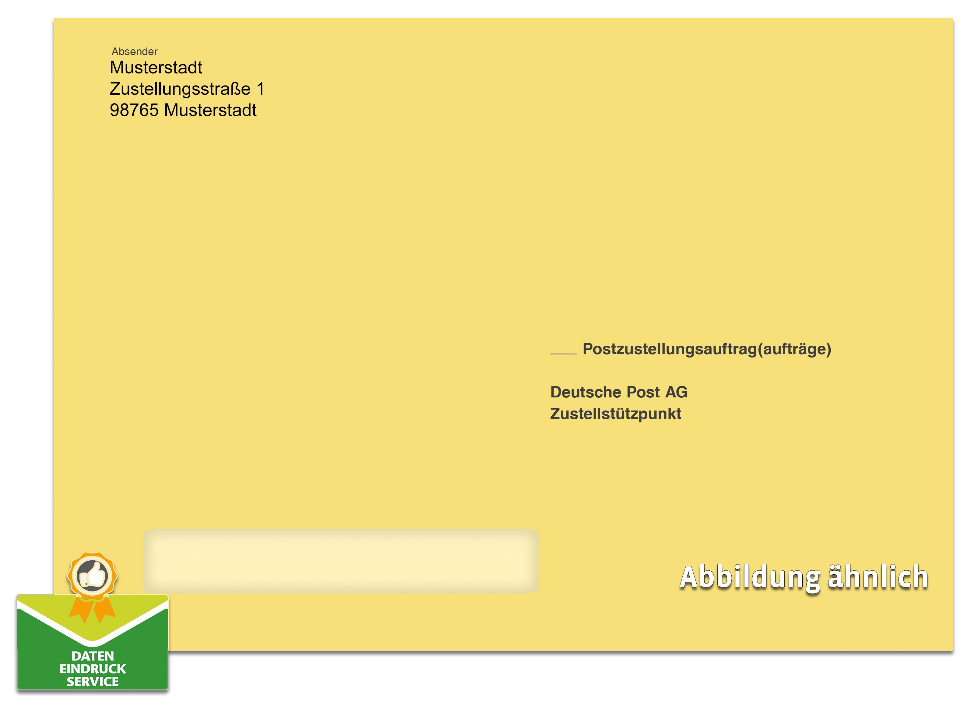 Förmliche Zustellung: Äußerer Umschlag DIN B5, haftklebend