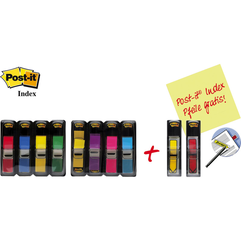 8 Post-it® Spender Index Haftstreifen Mini + 2 Spender Pfeile GRATIS