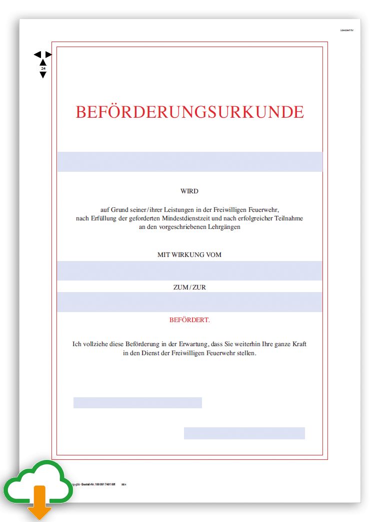PDF Ausfüllhilfe Beförderungsurkunde Freiwillige Feuerwehr DIN A4