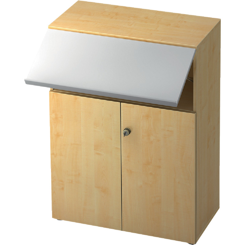 SoldanOffice Aktenschrank PROFI, 3 Ordnerhöhen mit Steharbeitsplatz, B x H x T: 800 x 1.143 x 420 mm - Ahorn-Dekor