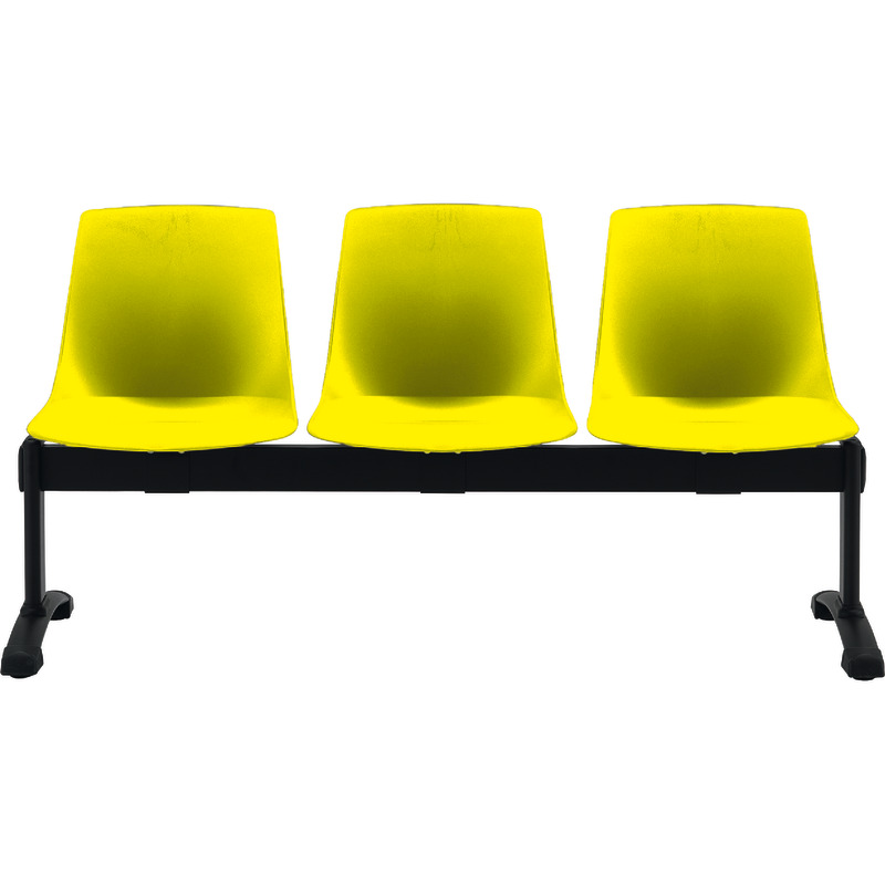 Bisley Traversenbank BLOOM mit Sitzen aus Kunststoff, 3-Sitzer - gelb