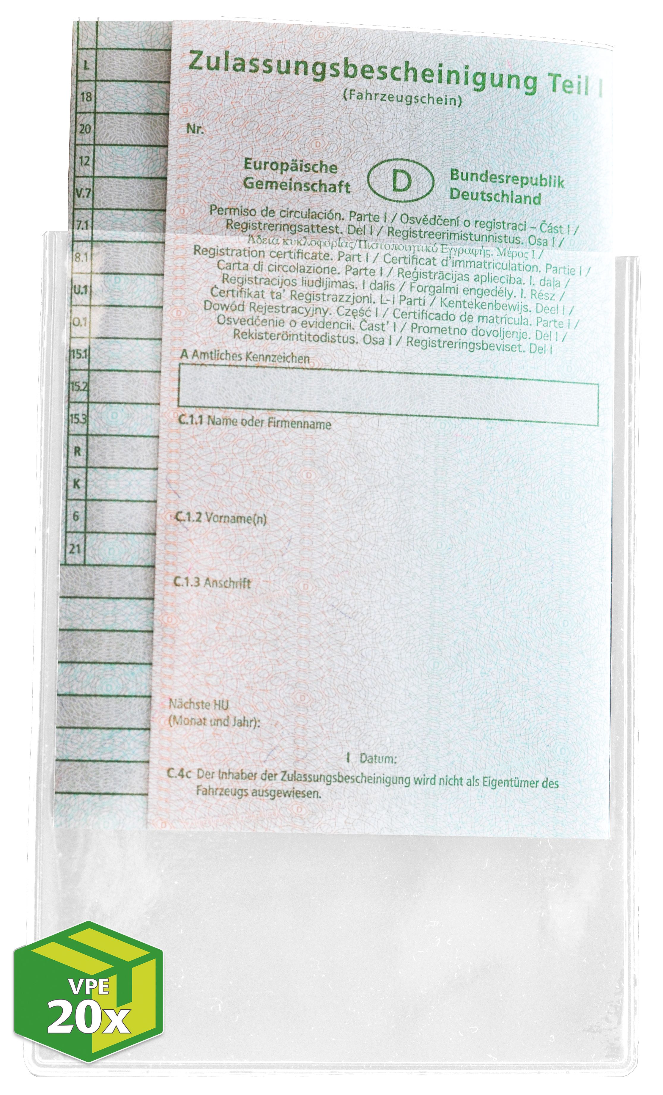 Transparente Hülle für DIN A7 Dokumente, Packung à 20 Stück