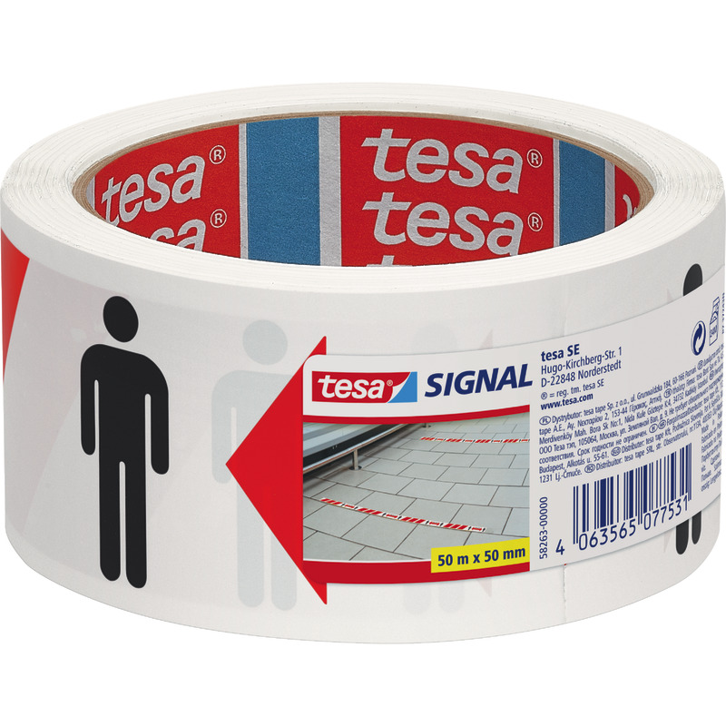 tesa® Abstands- und Warnklebeband PP 1, 5 m Abstand