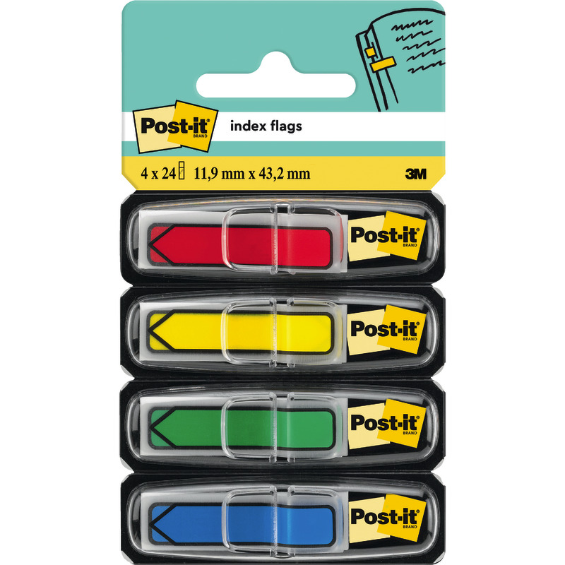 Post-it® Index Pfeile, Gelb, Rot, Blau und Grün