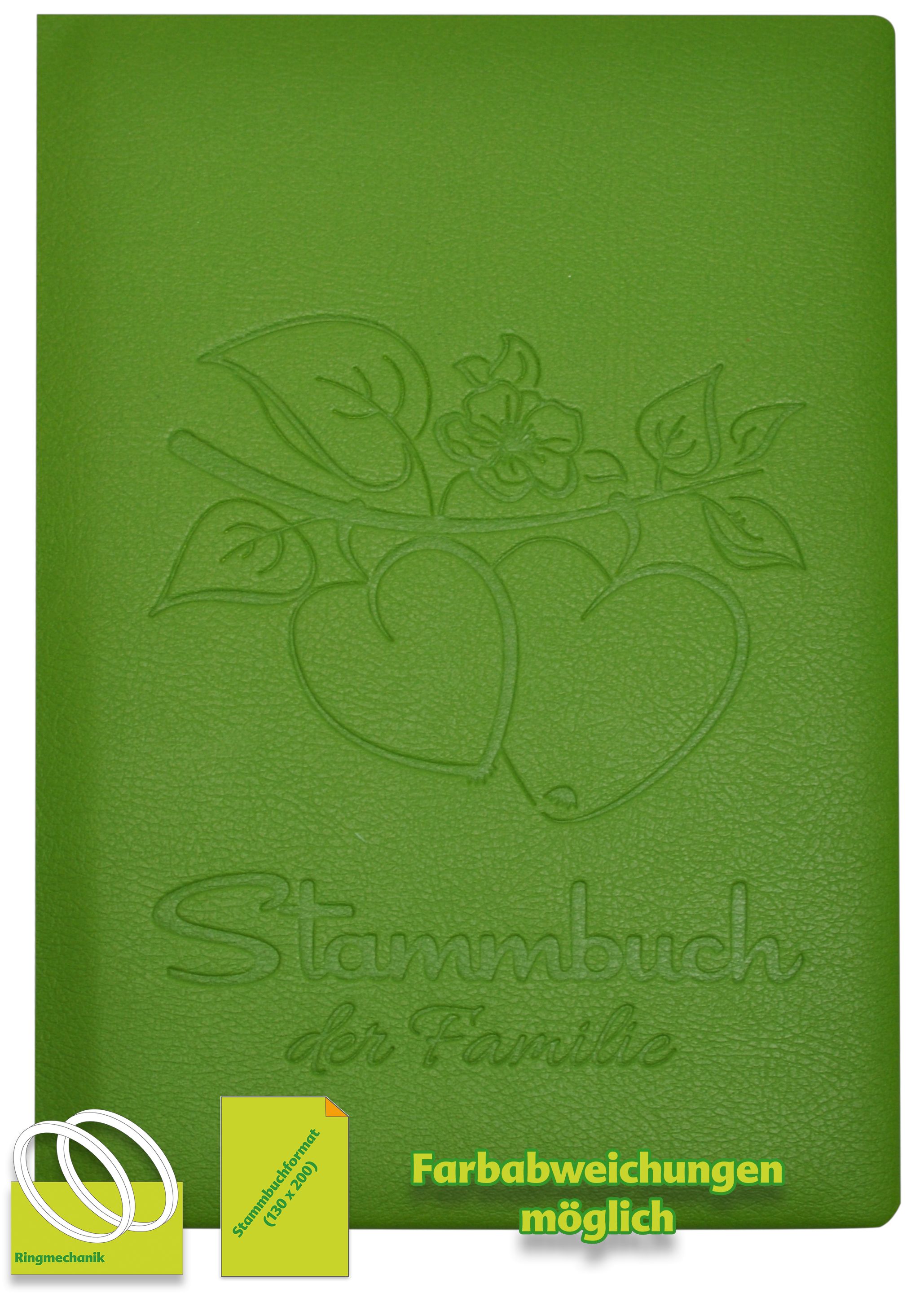 Stammbuch Apfel Grün mit Ringmechanik und neuer Prägung