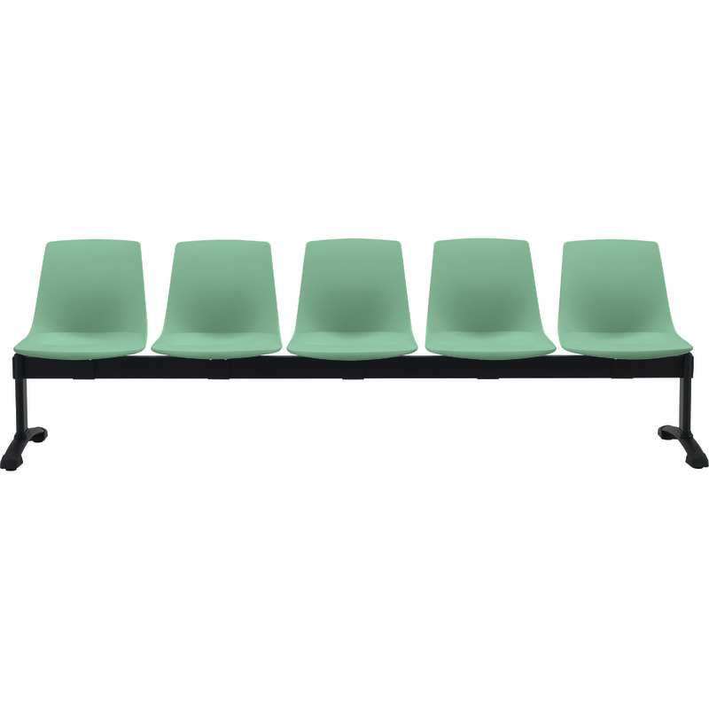 Bisley Traversenbank BLOOM mit Sitzen aus Kunststoff, 5-Sitzer - grün
