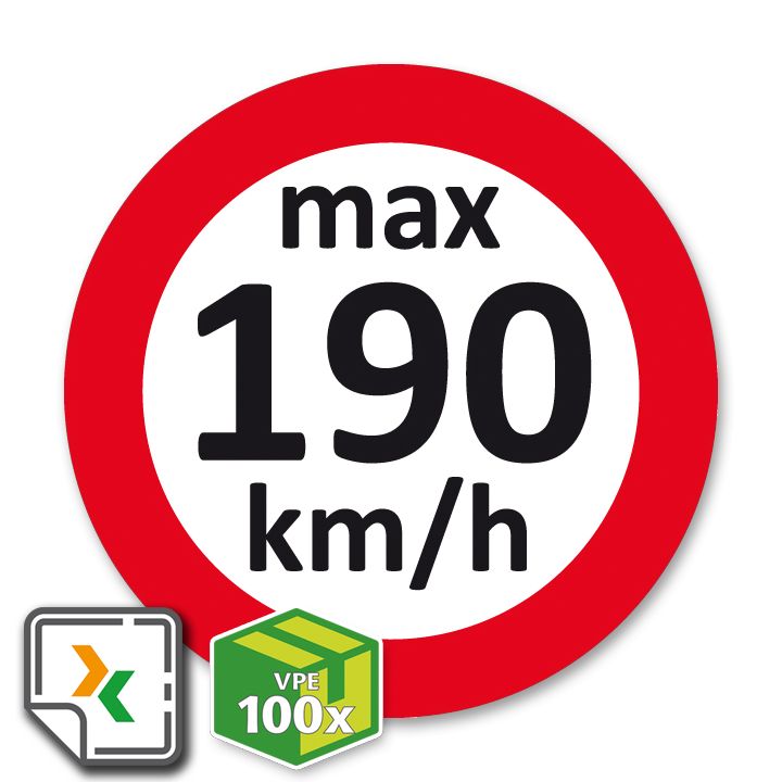 Geschwindigkeitsaufkleber für den Fahrzeuginnenraum 190 km/h