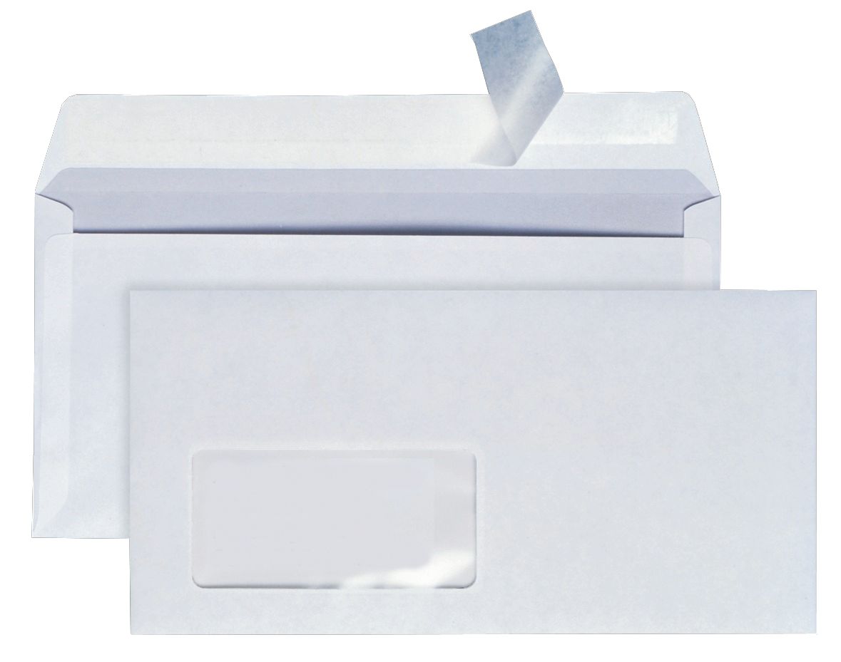 Briefhülle, DIN lang, haftklebend, mit Fenster