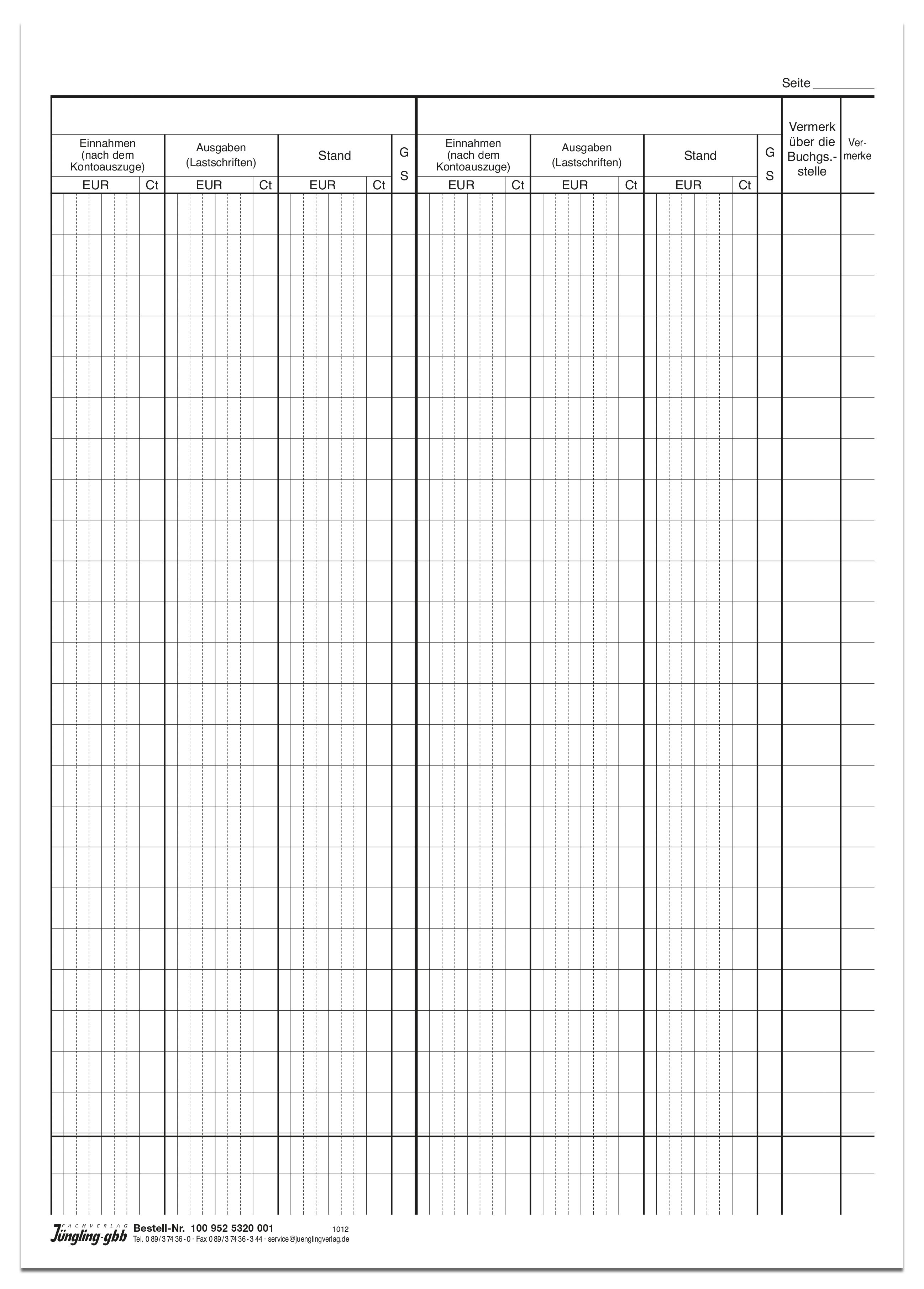 Kontogegenbuch 3-spaltig - Einlagebogen, DIN A4, 4-seitig