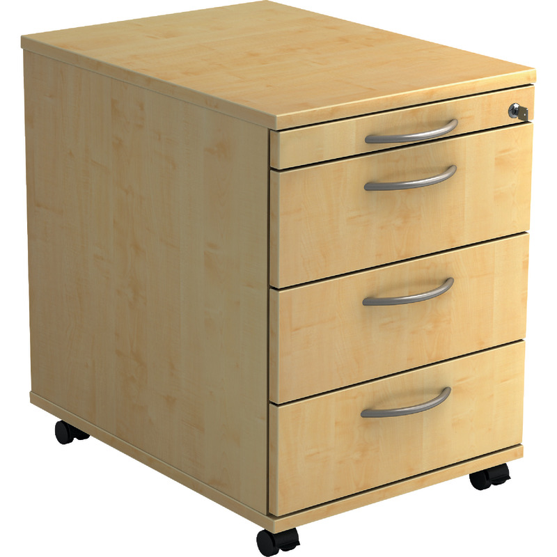 SoldanOffice Rollcontainer, 1 Materiallade, 3 Schubladen, mit Schloss, Tiefe: 580 mm - Ahorn-Dekor SoldanOffice Rollcontainer, 1 Materiallade, 3 Schubladen, mit Schloss, Tiefe: 580 mm - Ahorn-Dekor