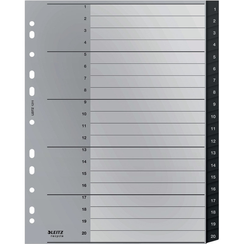 LEITZ Kunststoff-Register Recycle 1211, Taben 1 – 20