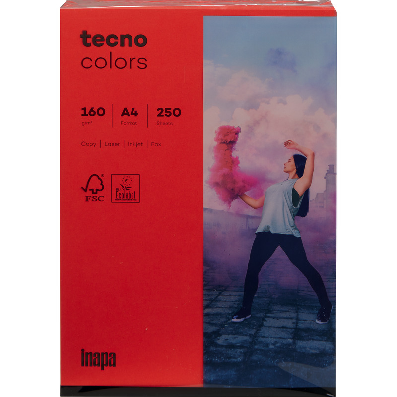 Kopierpapier tecno® colors, DIN A4, 160 g/m², Pack: 250 Blatt - intensivrot