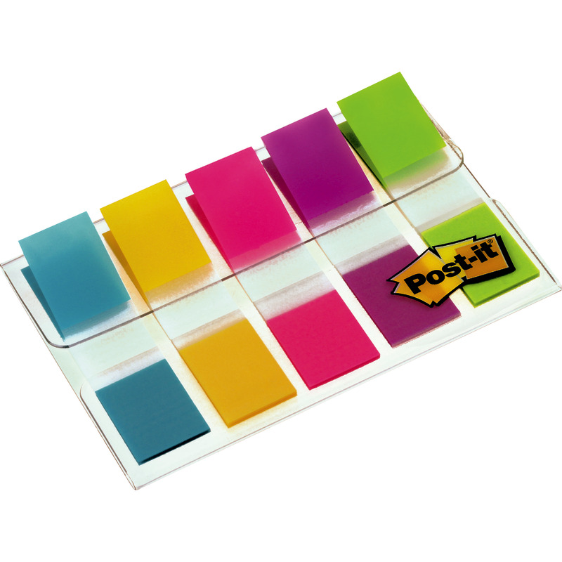 Post-it® Index Haftstreifen im Etui, Mini, mit farbigen Taben