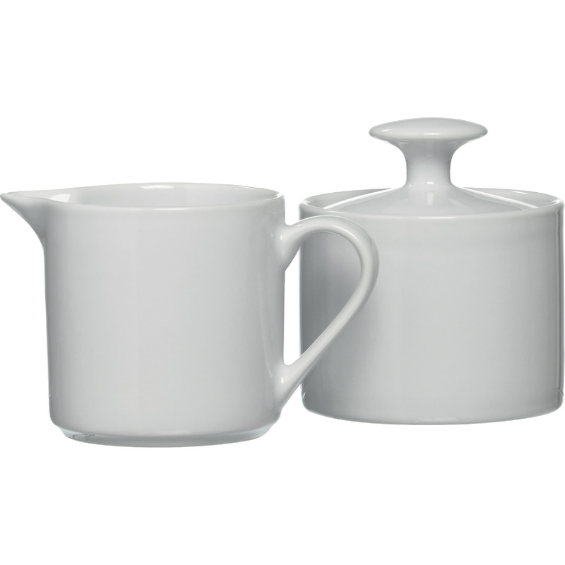 Kaffee-Serie Bianco, 2er Set Zuckerdose und Milchgießer