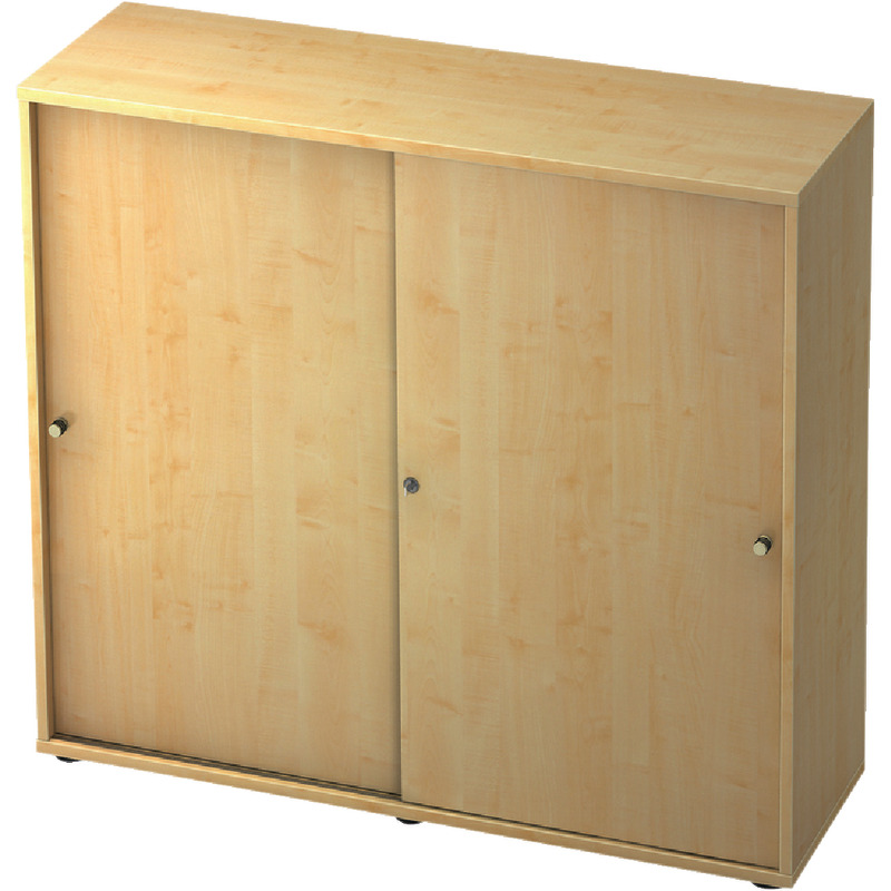 SoldanOffice Schiebetürenschrank PROFI, 3 Ordnerhöhen, B x H x T: 1.200 x 1.143 x 420 mm - Ahorn-Dekor