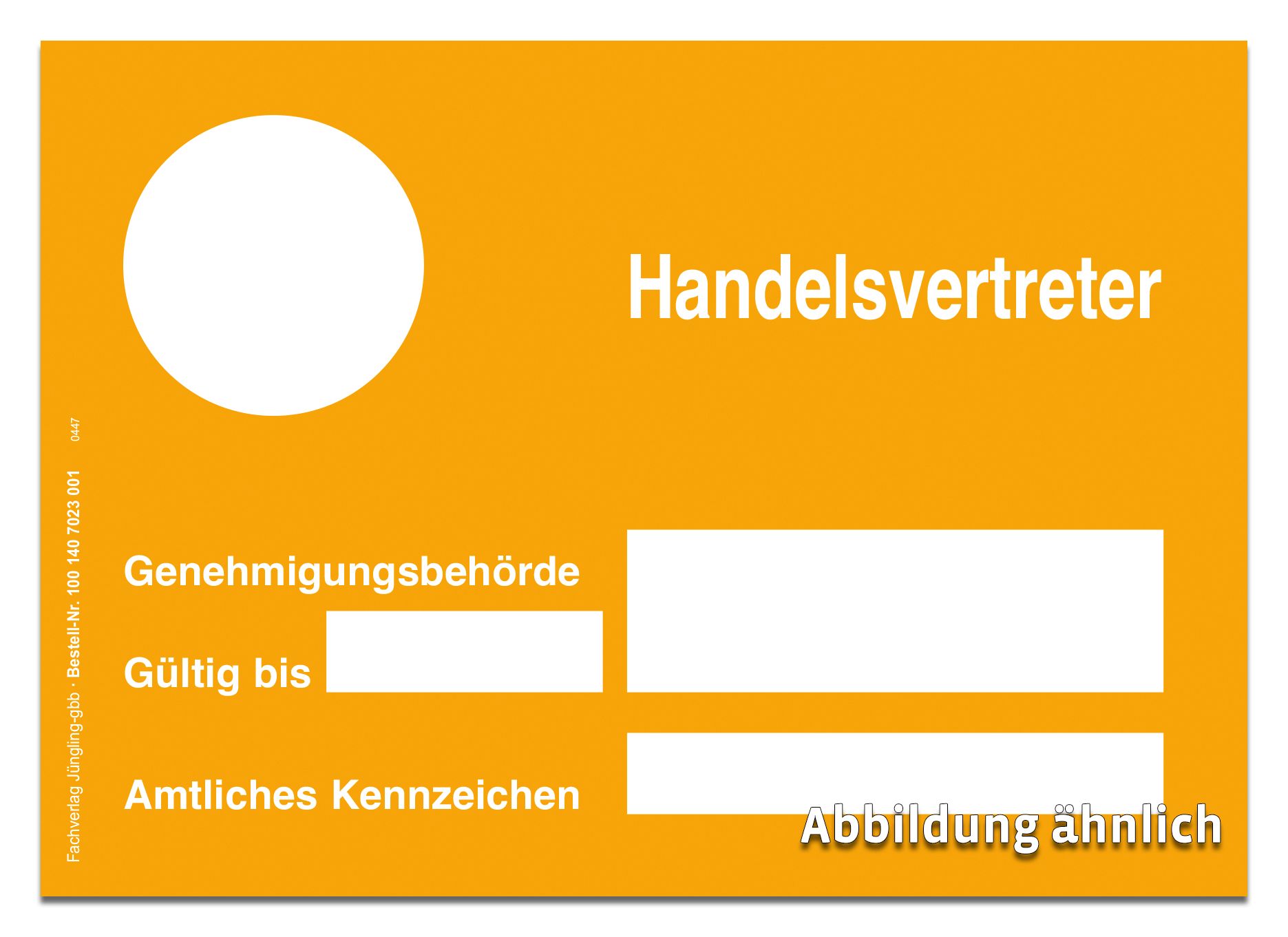 Parkausweis für Handelsvertreter, orange, DIN A6