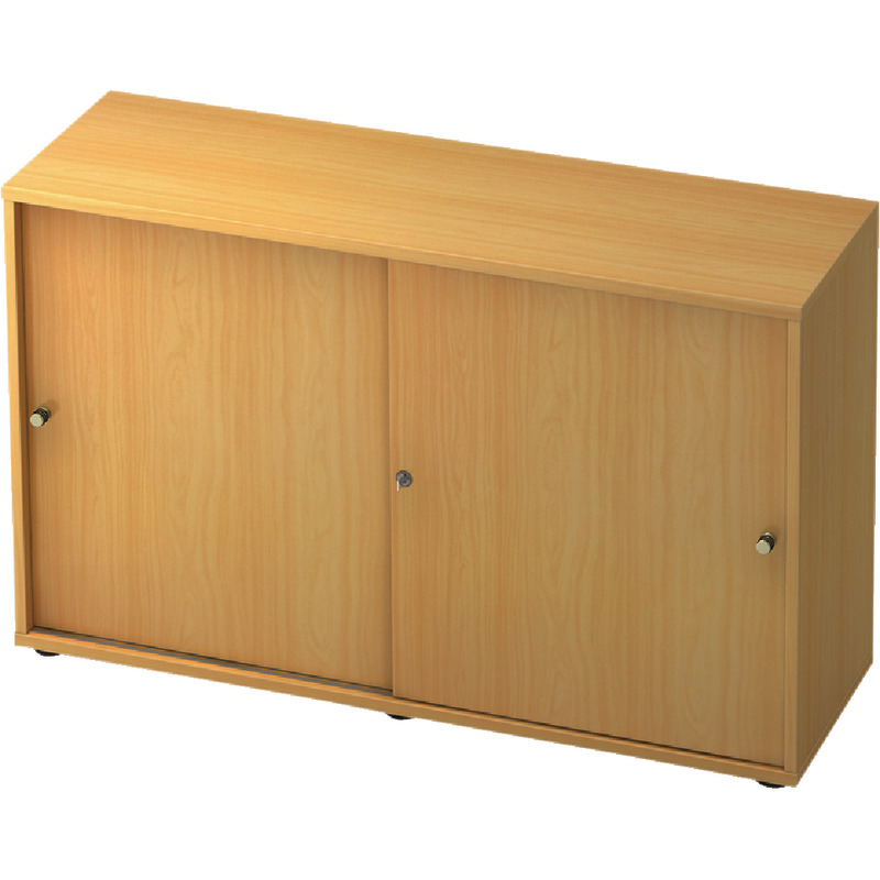 SoldanOffice Schiebetürenschrank PROFI, 2 Ordnerhöhen, B x H x T: 1.200 x 791 x 420 mm - Buche Dekor