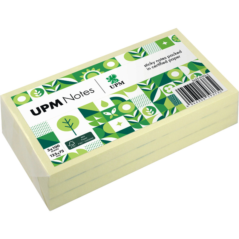 UPM NOTES Haftnotizen 125 x 75 mm gelb, 3 x 100 Blatt