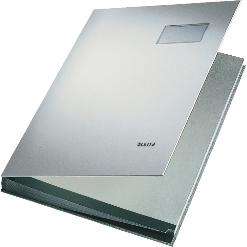 LEITZ Unterschriftenmappe 5700 A4, 20 Fächer, Hartpappe mit Kunststoffbezug - grau
