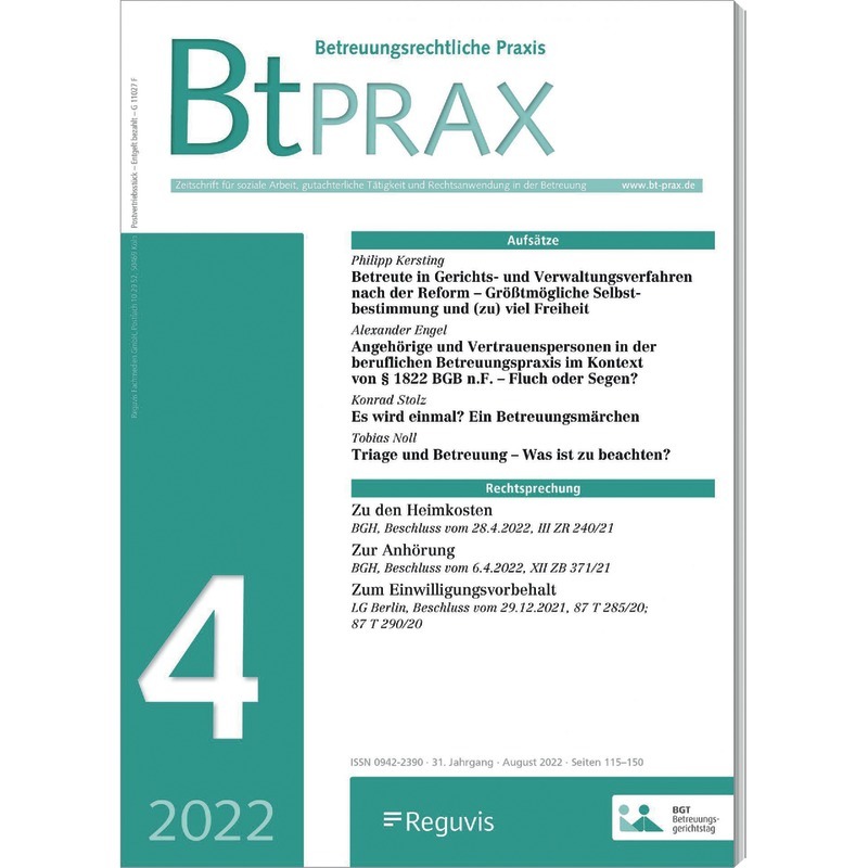BtPrax  -  Betreuungsrechtliche Praxis  - Abonnement BtPrax  -  Betreuungsrechtliche Praxis  - Abonnement