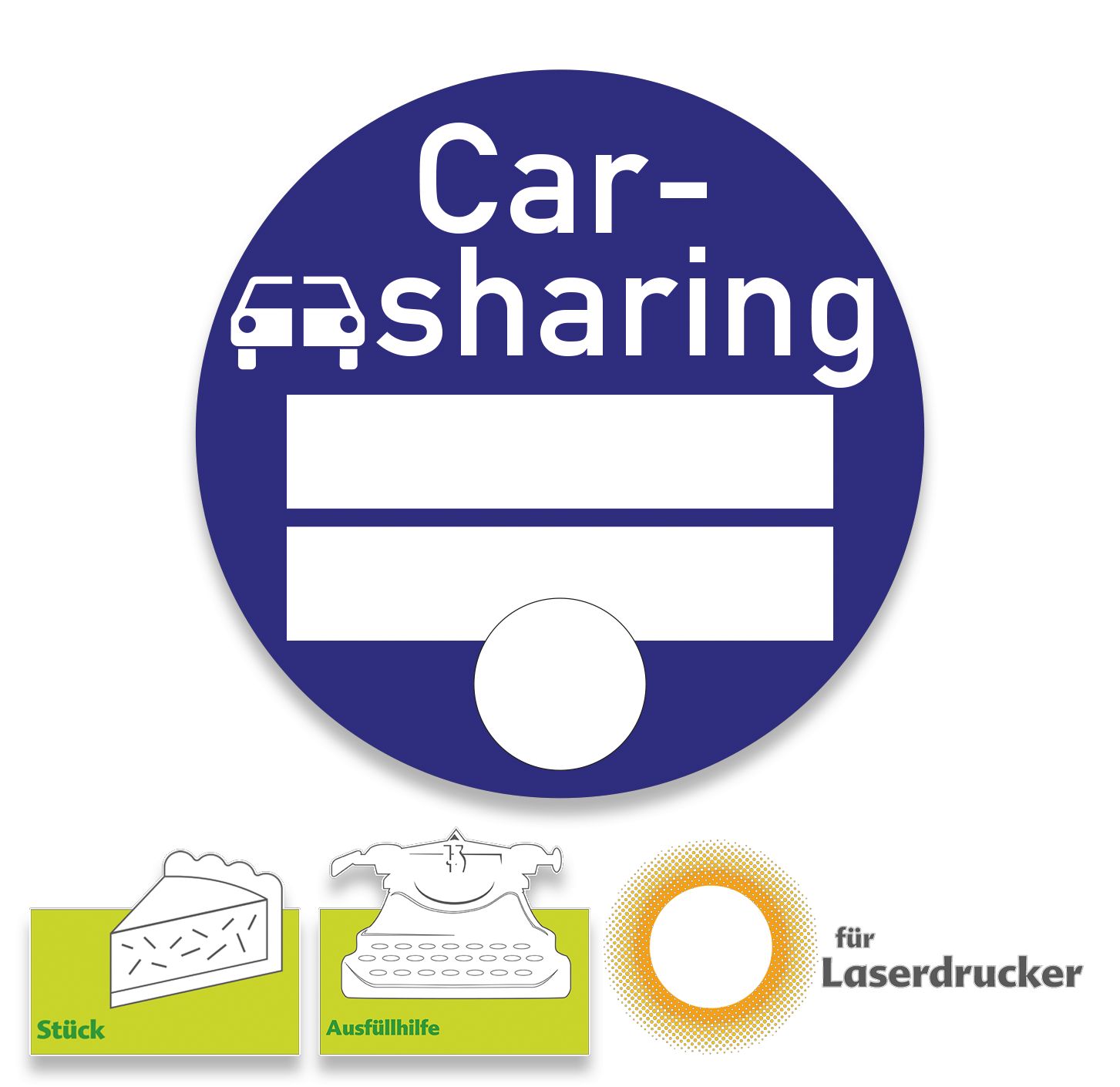 Plakette Carsharing Fahrzeuge, blau