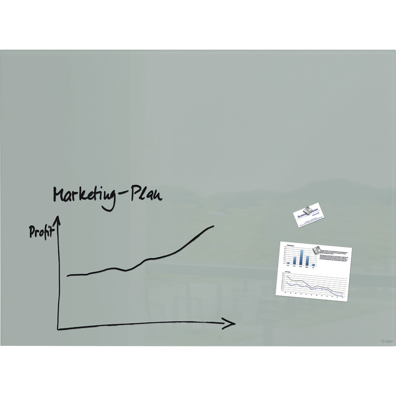 sigel Glas-Whiteboard artverum®, inkl. SuperDym-Magnete, 1.200 x 900 x 18 mm - grau