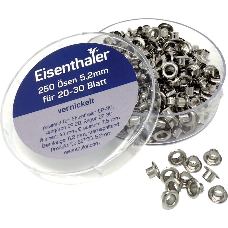 Eisenthaler Ösen SET30-5.2mm, für 20 – 30 Blatt, vernickelt