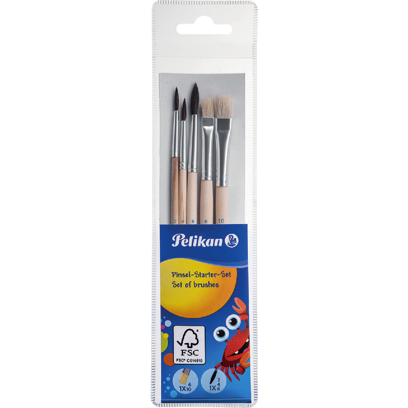 Pelikan Schulpinsel-Set mit 3 Haar- und 2 Borstenpinsel