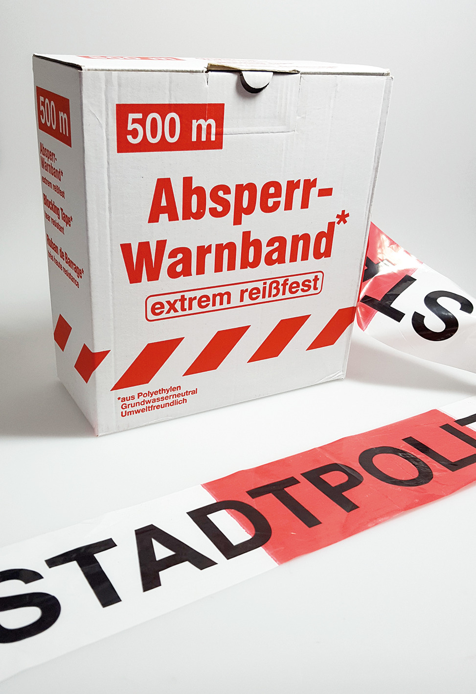 Absperrband rot/weiß STADTPOLIZEI, 500 Meter