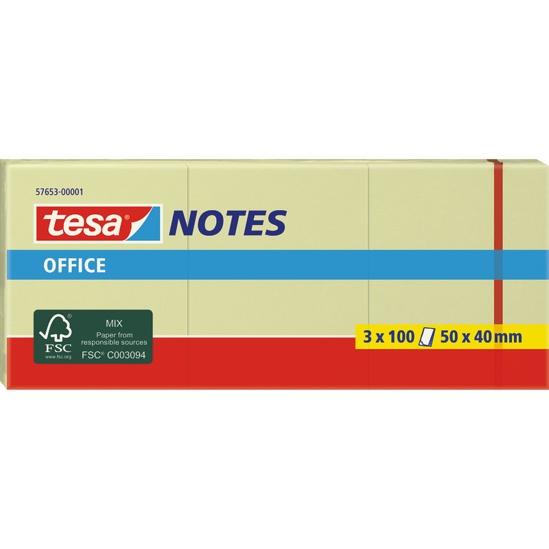 tesa® Haftnotizen Office Notes 50 x 40 mm, 100 Blatt gelb Packung: 12 Block