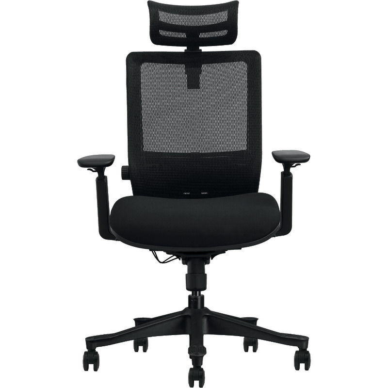 Ergonomischer Bürostuhl mit Kopfstütze und Lendenwirbelstütze Business Chair, mit 3-D Armlehnen, schwarz