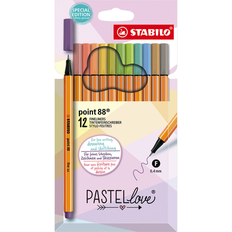 STABILO Fineliner point 88 Pastellove, 12er Etui