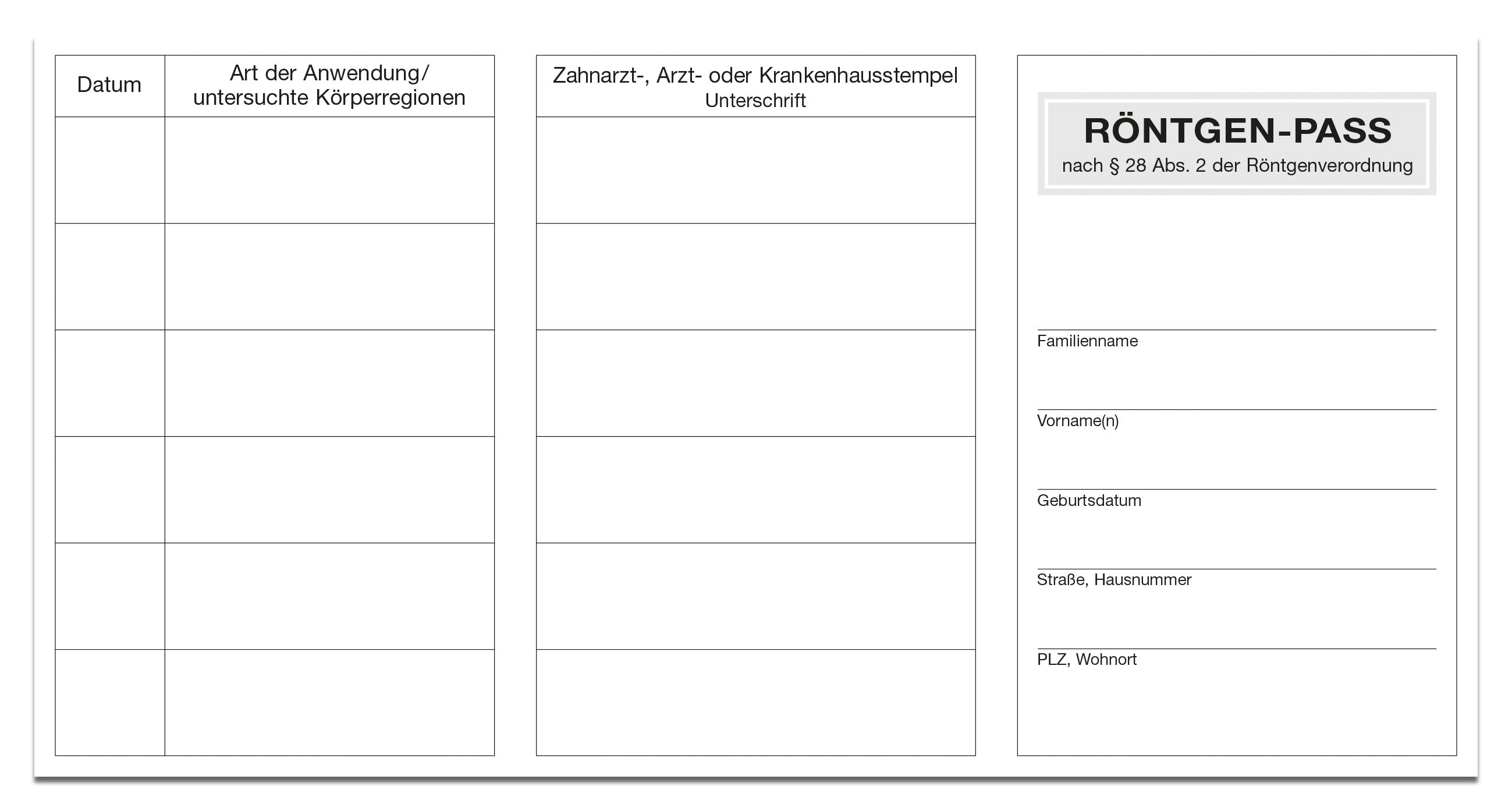 Röntgen-Pass, Neobond, weiß