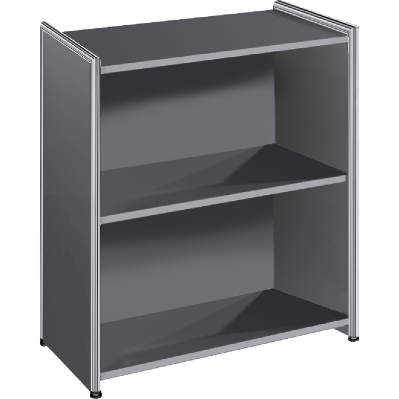 Regal ARTLINE transparent, 2 Ordnerhöhen, B x H x T: 800 x 780 x 380 mm - anthrazit
