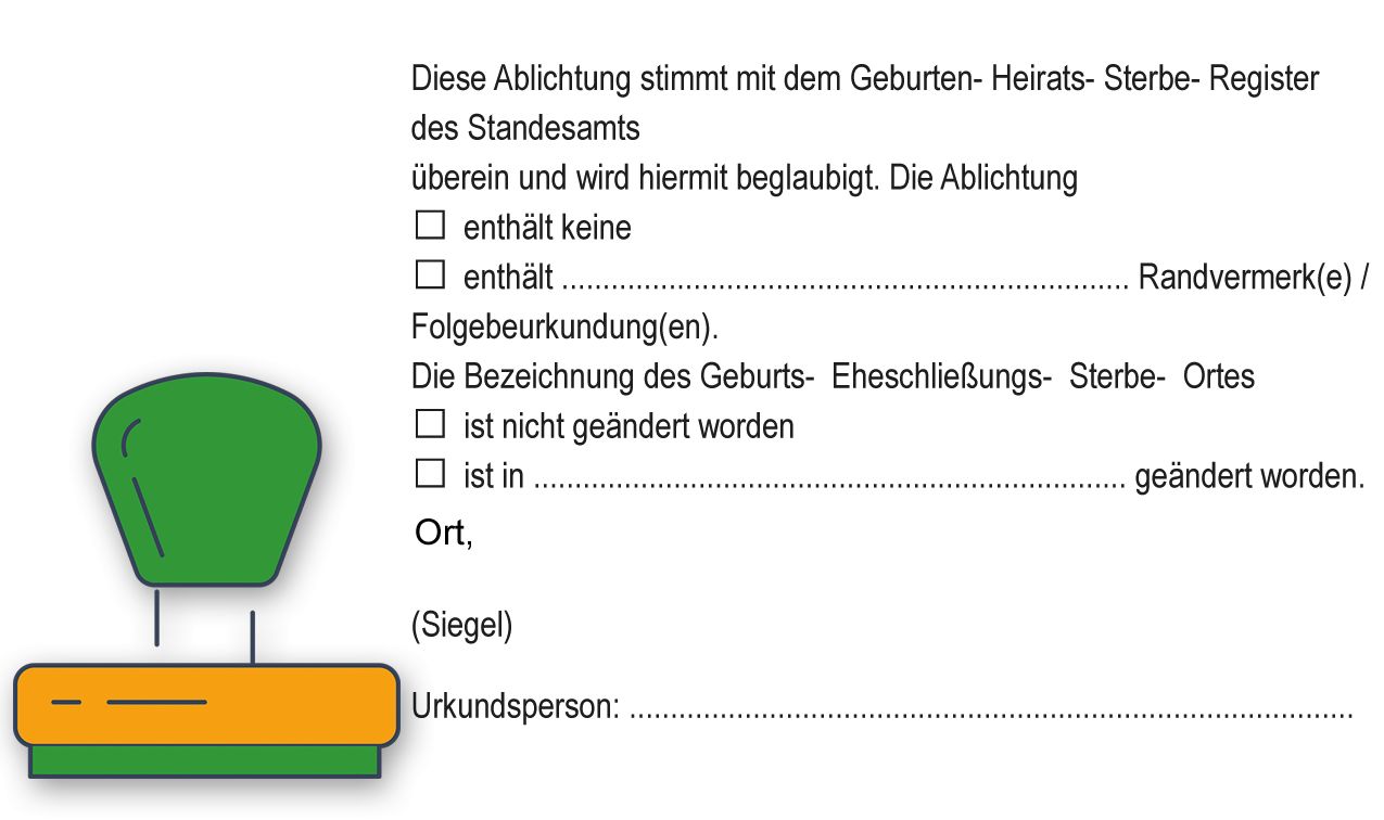 Stempel zur Beglaubigung von Abschriften