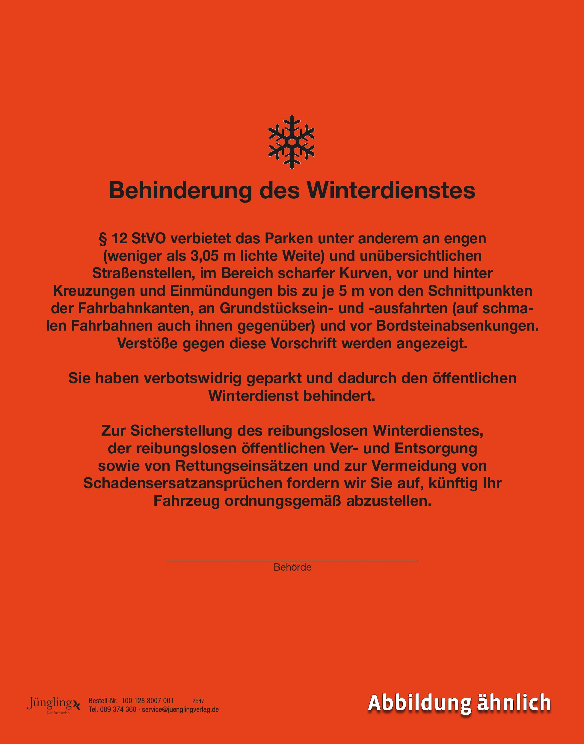 Aufkleber Roter Punkt für den Winterdienst, A5